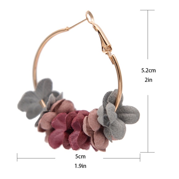 Boho Spring Flower Petal Gold Hoop Earrings - Picture 6 of 6